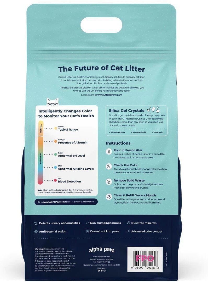 Alpha Paw Genius Litter with Health Indicator 2.7KG/4L - PACK of 3