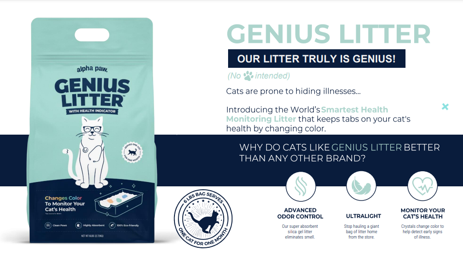 Alpha Paw Genius Litter with Health Indicator 2.7KG/4L - PACK of 3
